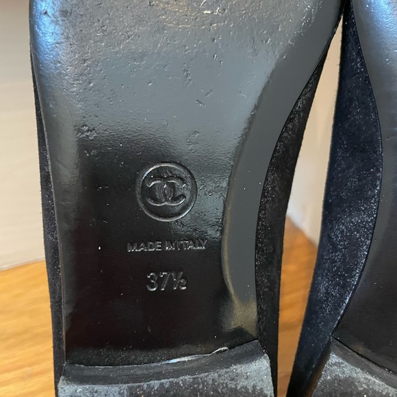 CHANEL Wn's Size 37.5 Ballerina Flats Dark Grey Brushed Suede Retail $595.00 - Picture 9 of 10